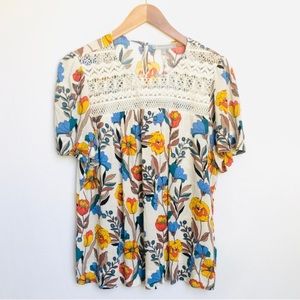 DANIEL RAINN Top Size M Floral Lace Resort Summer Boho